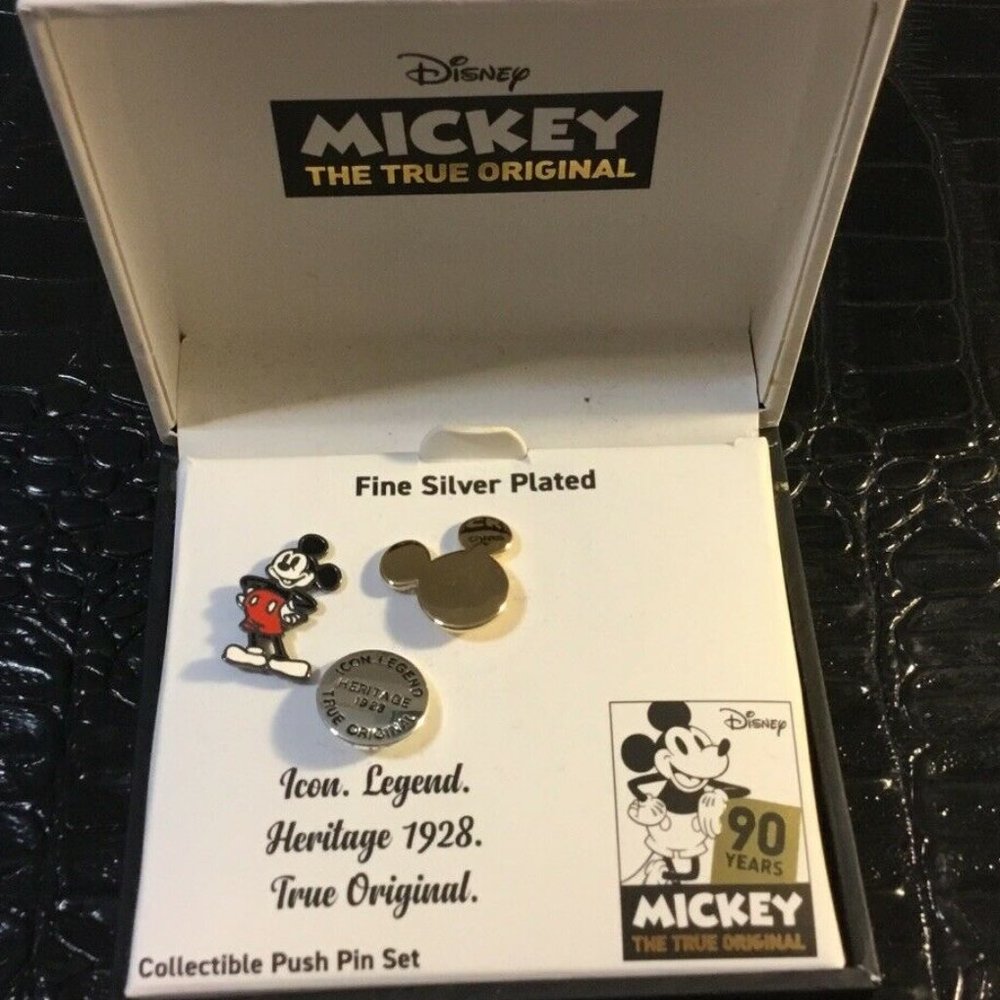 DISNEY MICKEY MOUSE 90 YR ANNIVERSARY COLLECTIBLE 3pc PIN SET**NEW! - Picture 2 of 6